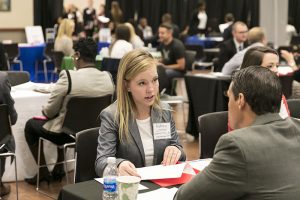 Students and recruiters interact at Education Interview Day Fall 2017